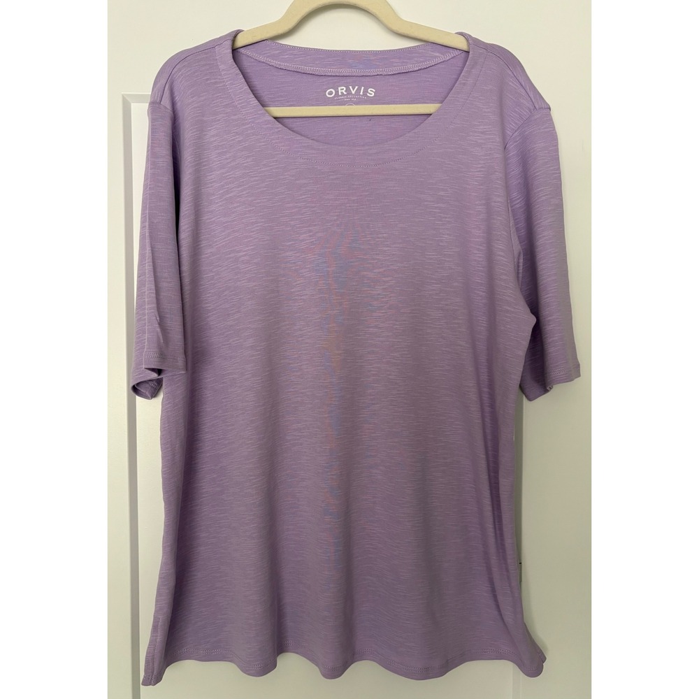 Orvis Classic Collection Lavender 100% Pima Cotton Slub‎ Scoop Neck Tee XL Twee